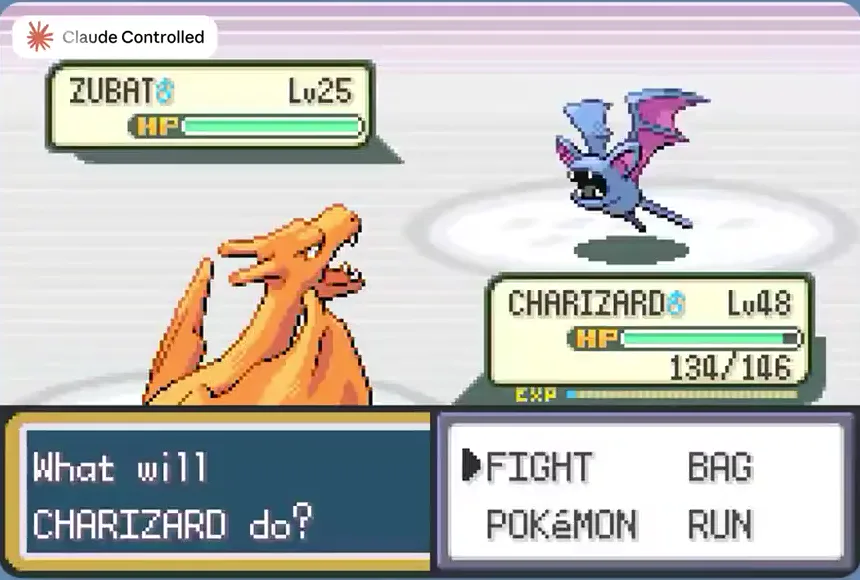 A Charizard battle menu