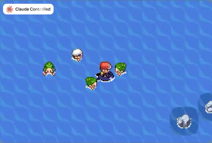 The player surfing across water